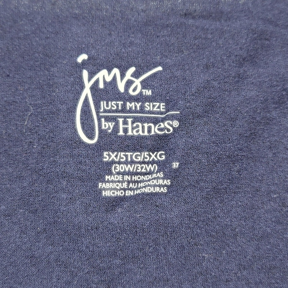 JMS Just My Size by Hanes Navy Blue Gold Medallion Ruched Side Tunic Top 5X - Picture 4 of 8